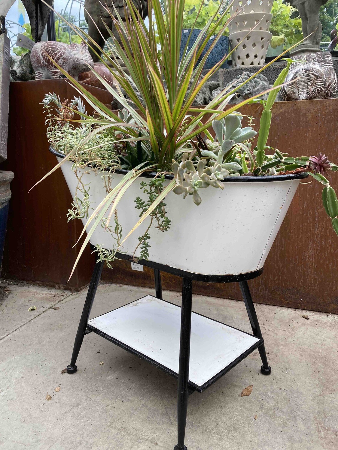 Standing Tub Planter - Dracena Spike and Succulents