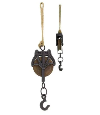 Wood Pulley w/ Iron Hook 