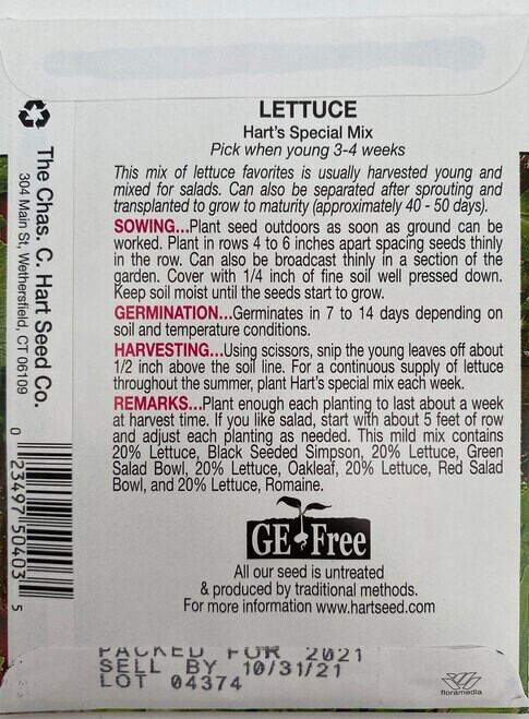 Lettuce Hart&#39;s Special Mix Seed