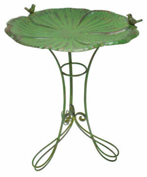 Bird bath green metal