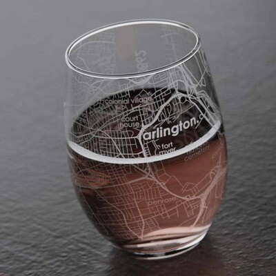 Maps Stemless Wine Glass - Arlington