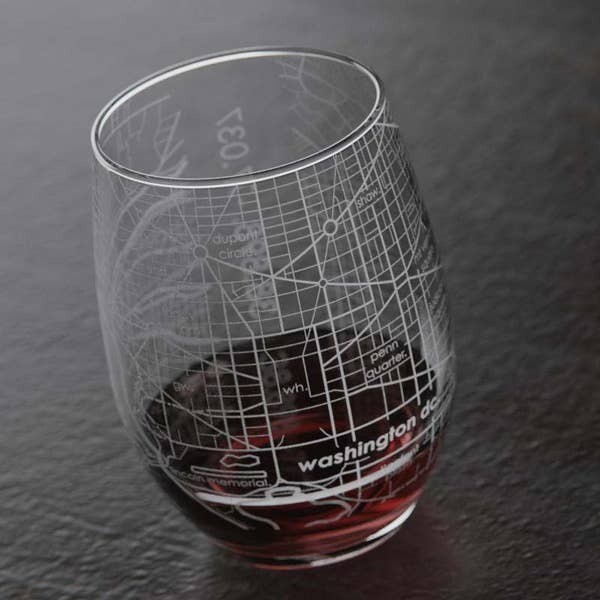 Maps Stemless Wine Glass - DC