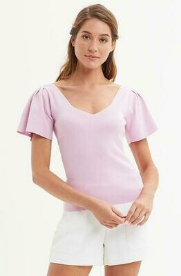 Marie Oliver Pleat Sleeve Knit Blouse - Lilac Marie Oliver Pleat Sleeve Knit Blouse - Lilac