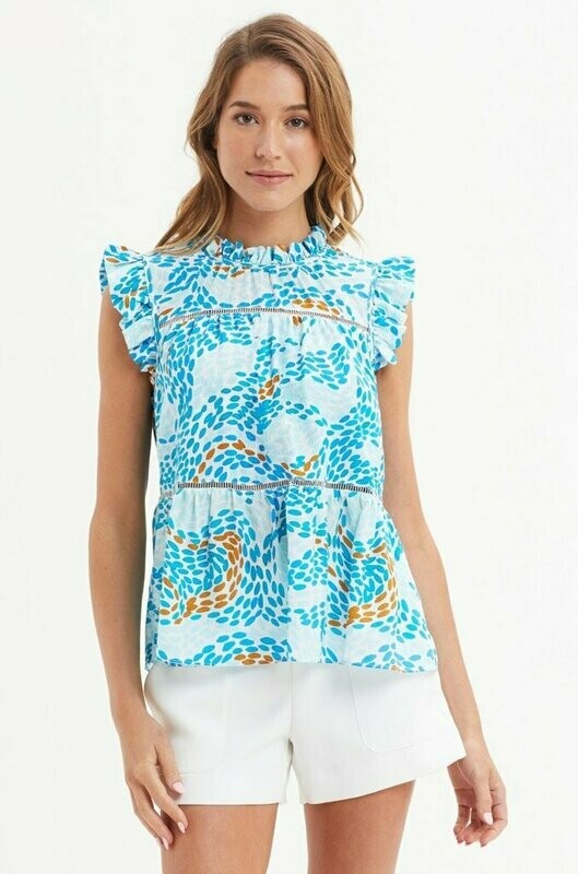 MO Tia Tiered Blouse - Dizzy Blue MO Tia Tiered Blouse - Dizzy Blue