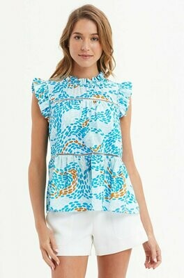 MO Tia Tiered Blouse - Dizzy Blue MO Tia Tiered Blouse - Dizzy Blue