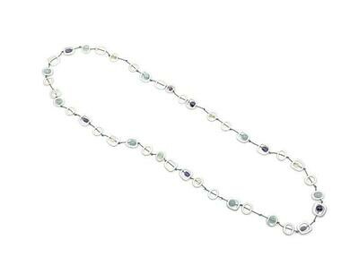 Geometric Stone Long Necklace Silver