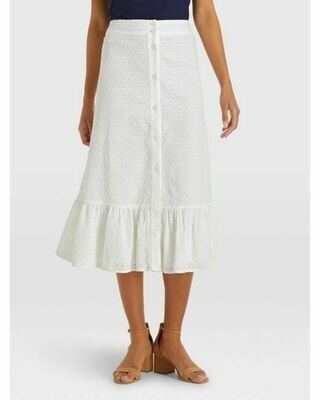 Draper James Eyelet Button Front Skirt White - XS Draper James Eyelet Button Front Skirt White - XS