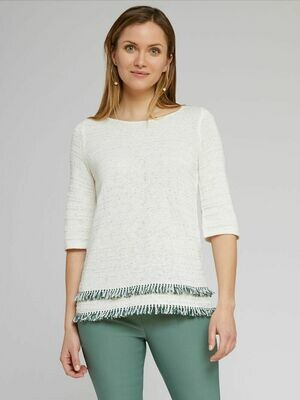 Nic + Zoe Paper white knit fringe top - L Nic + Zoe Paper white knit fringe top - L