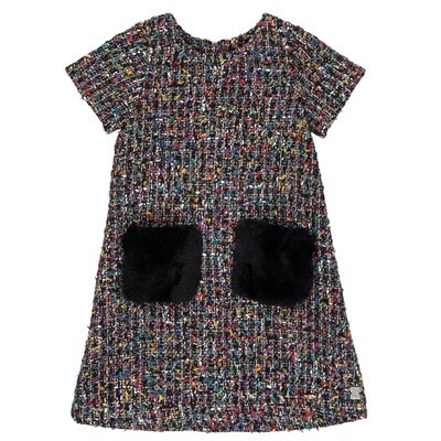 DPD Tweed Dress with Fur Pockets DPD Tweed Dress with Fur Pockets