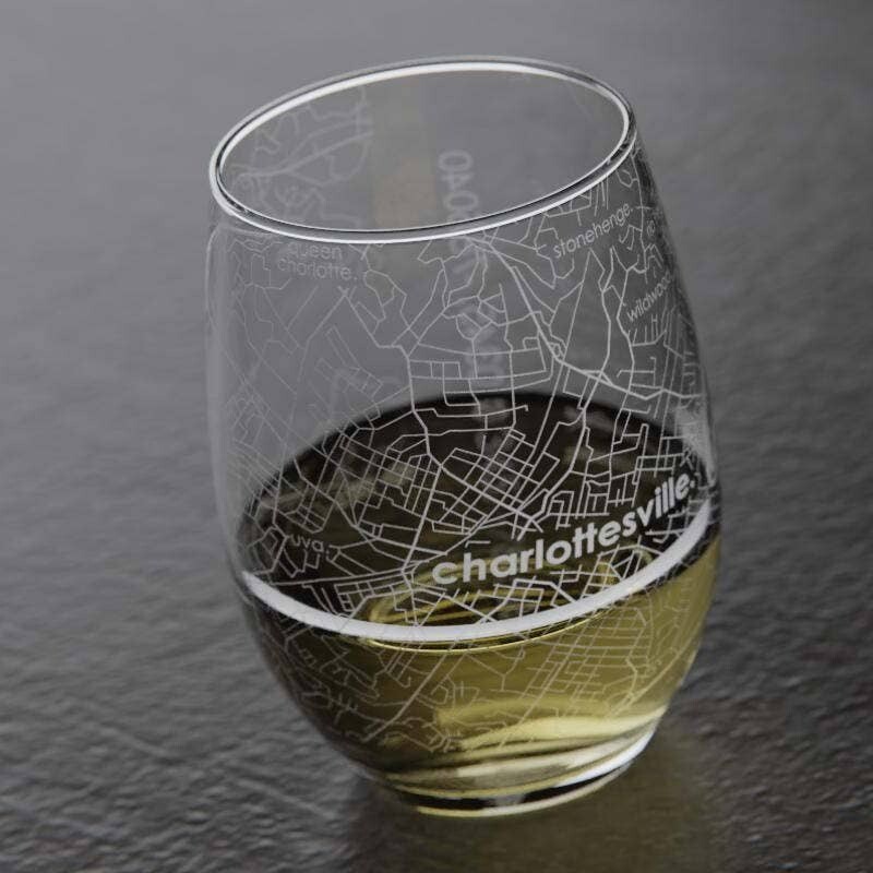 Maps Stemless Wine Glass - Charlottesville