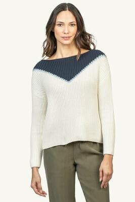 LillaP Intarsia Boatneck Sweater - Ivory Intarsia LillaP Intarsia Boatneck Sweater - Ivory Intarsia