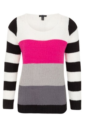 Tribal Hot Pink Colorblock Sweater Tribal Hot Pink Colorblock Sweater