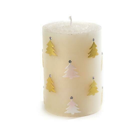 MacKenzie Pillar Candle - Christmas Tree Gold & Pearl