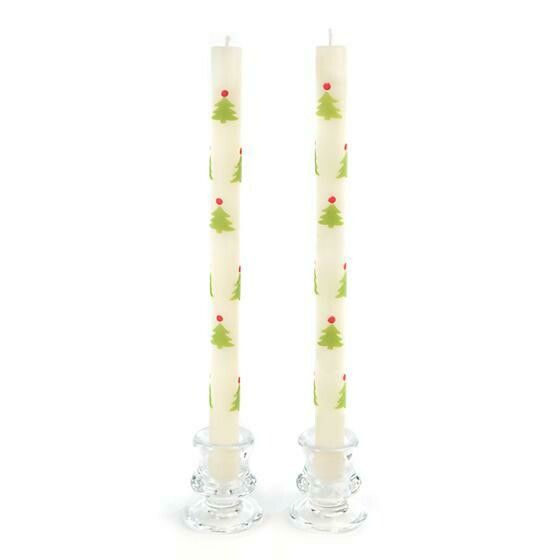 MacKenzie Taper Candle - Red & Green Christmas Tree