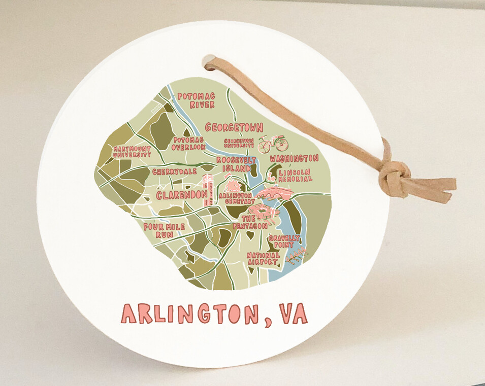 Arlington Round Map Ornament