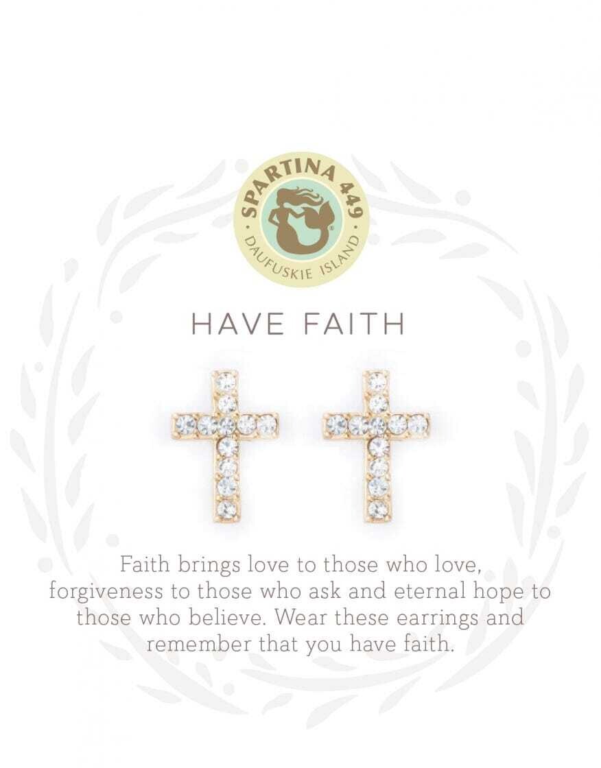 Spartina Sea La Vie Stud Earrings Have Faith/Cross