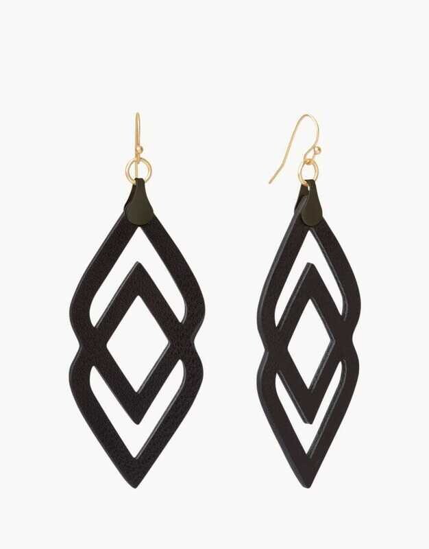 Spartina Deco Drama Leather Earrings Black