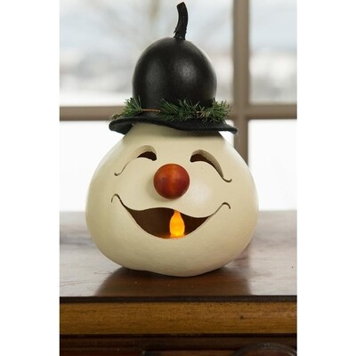 Walter Miniature Snowman Head Hand-Crafted Gourd