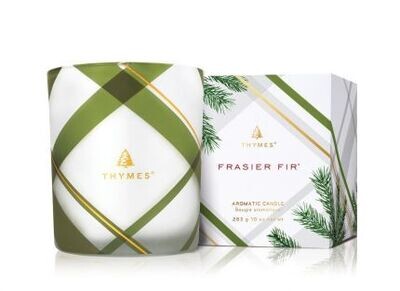 Thymes Frasier Fir Medium Frosted Plaid Candle