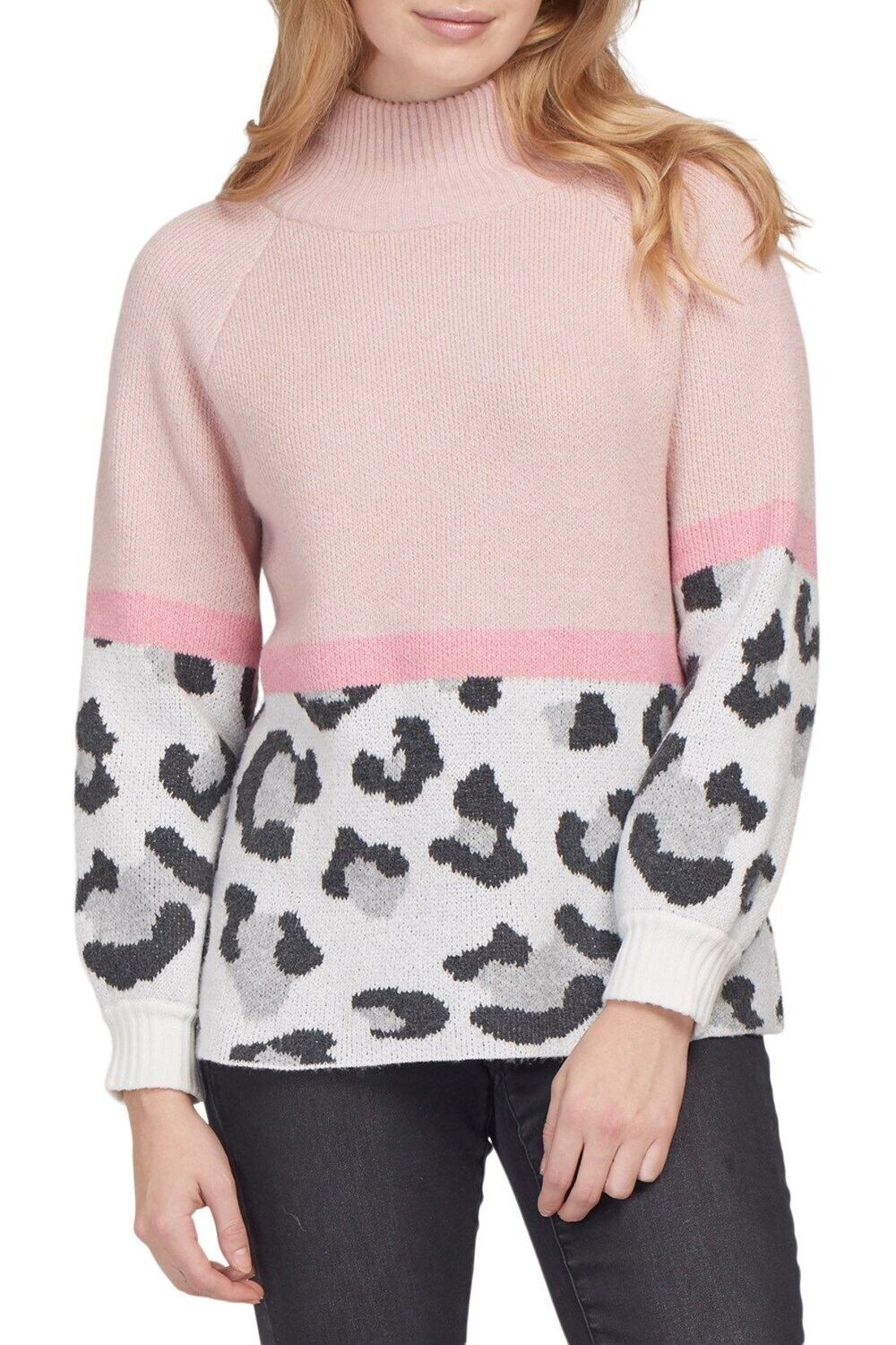 Tribal Mock Neck Sweater Pink Champagne
