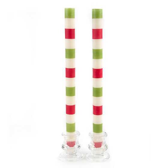 MacKenzie Taper Candle - Red & Green Bands
