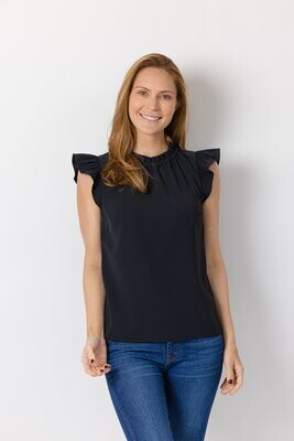 Sail to Sable Flutter Sleeve Tank - Black