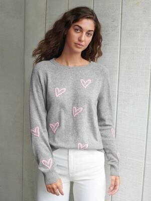 White + Warren Cashmere Graffiti Heart Sweatshirt