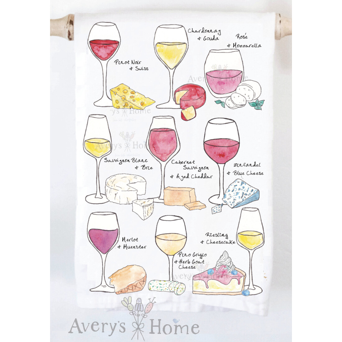 Wine & Cheese Pairings Towel
