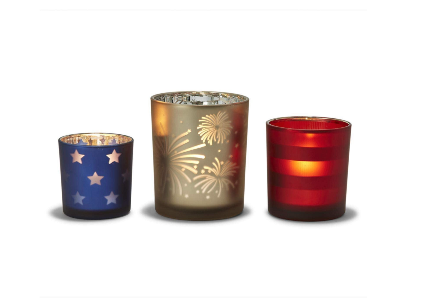 Red White and Blue Candle Holders - 3 Set