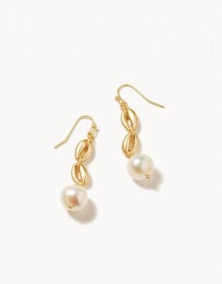 Spartina Cowrie Linear Earring Pearl