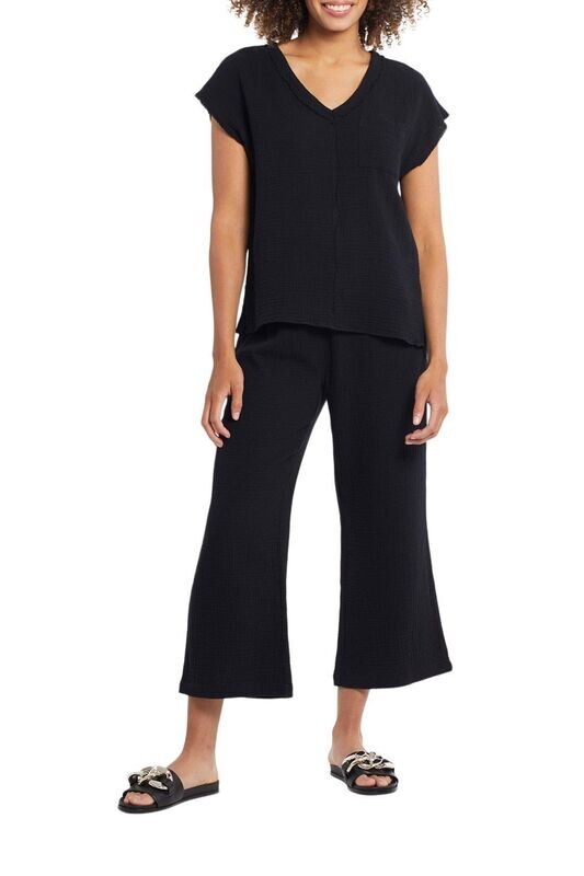 Tribal Wide Gauze Pant Black