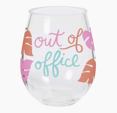 Out Of Office Stemless Acrylic Wine Glass