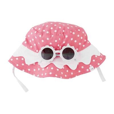 Pink Scallop Sun Hat and Glasses