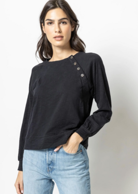 Lilly Side Button Tee Black