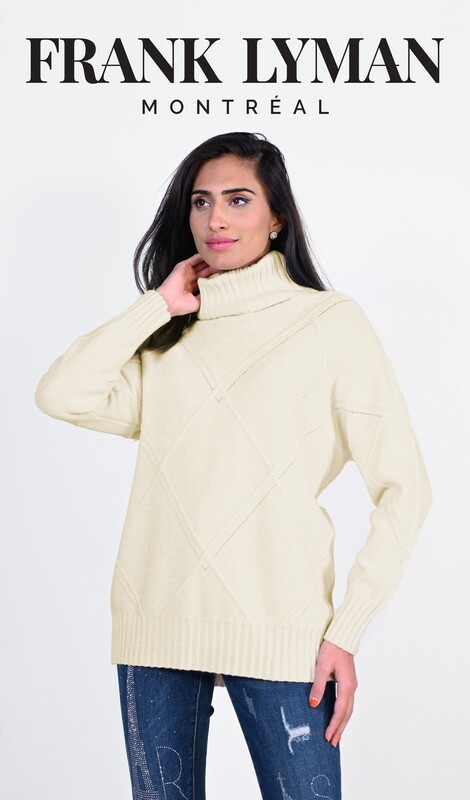 Frank Beige Knit Mock Turtle Neck