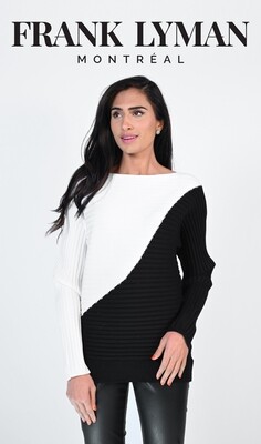 Frank Black/White Ribbed Slant Sweater Frank Black/White Ribbed Slant Sweater