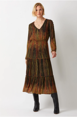 Ecru Connelly Midi Dress Autumn Abstract