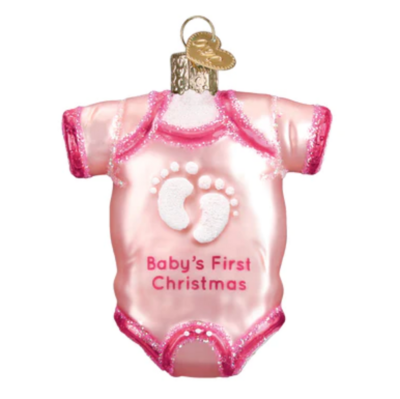Baby's First Christmas Onsie Ornament Pink