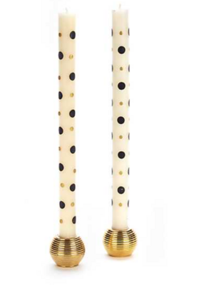 MacKenzie Taper Candle - Small & Large Dots Black & Gold