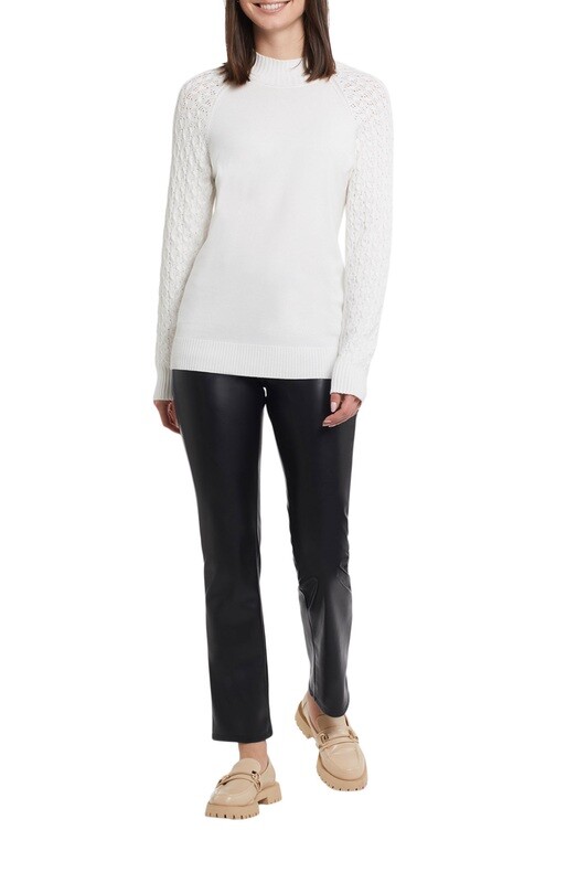 Tribal Mock Neck Sweater Cream