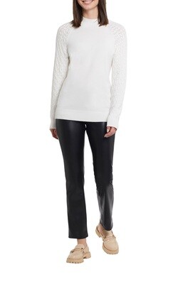 Tribal Mock Neck Sweater Cream