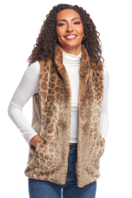 Fab Fur Hook Vest Vintage Leopard