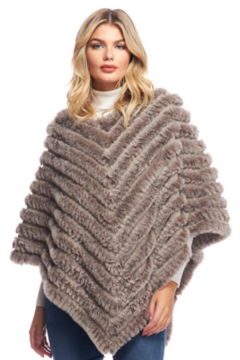 Fab Fur Knitted Fur Poncho - Natural