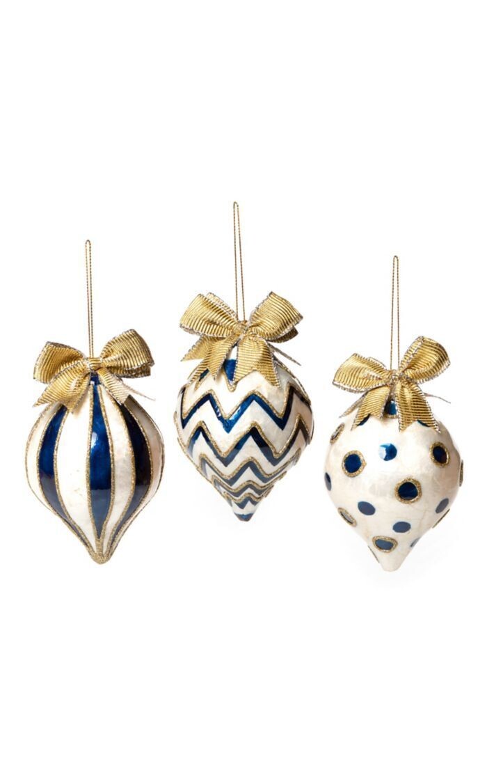 Mackenzie  Royal Capiz Drop Ornaments - Set of 3
