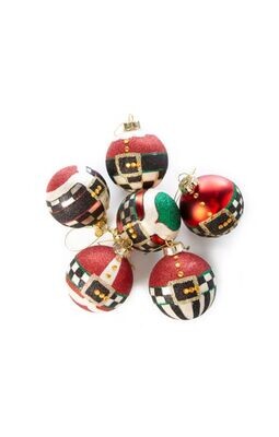 Mackenzie Belts & Buckles Glass Ball Ornaments - Set of 6
