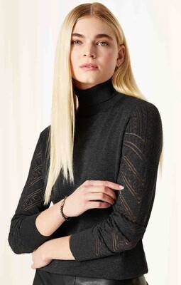 Nic + Zoe Pointelle Turtleneck Sweater Black