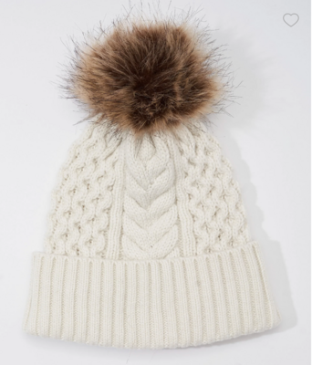 Echo Recycled Cable Pom Hat - Ivory