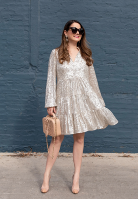 Sail to Sable Silver Sequin Charlotte Dress