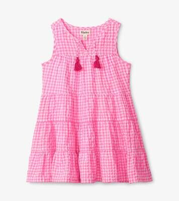 Hatley Pink Gingham Tiered Dress