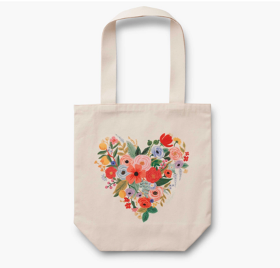 Rifle Floral Heart Canvas Tote Bag